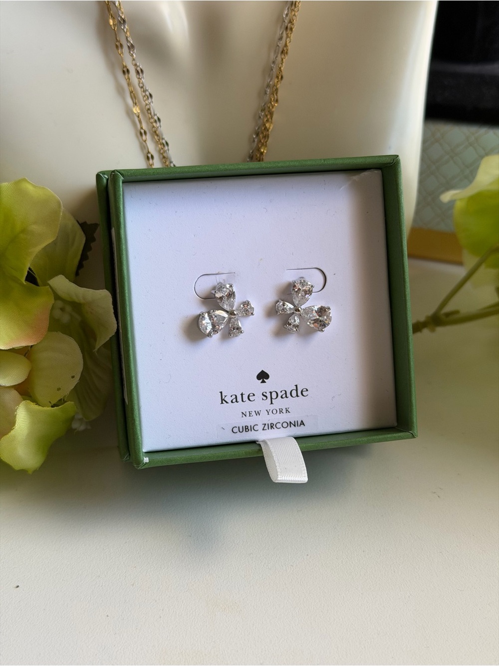 kate spade Silver Cubic Zirconia Clover Stud Earrings